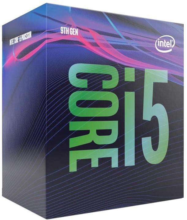 INTEL Core i5-9400 processor with 6 cores and 4.1GHz Turbo, showcasing its compact design and LGA1151 socket compatibility.