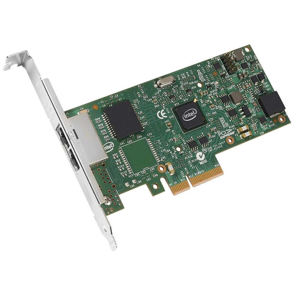 INTEL i350 DualPort GbE PCIe network adapter with dual ports and LED indicators, designed for high-performance networking.