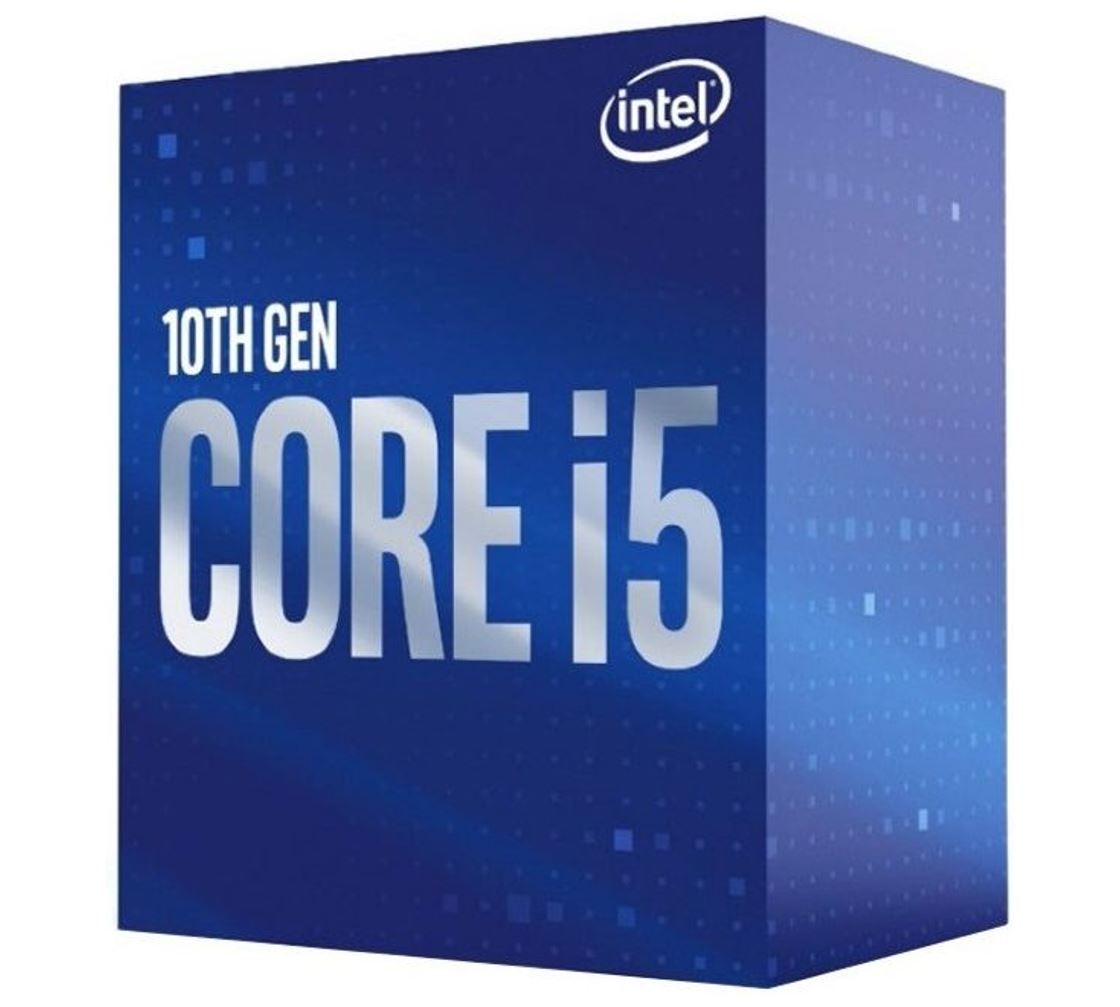 Intel Core i5-10600 CPU with 6 cores and 12 threads, showcasing its sleek design and LGA1200 socket compatibility.