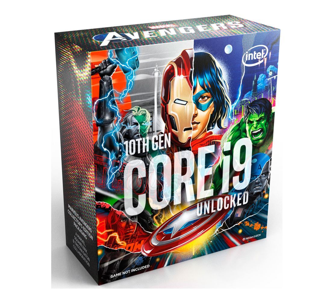 Intel Core i9-10850K Avengers CPU with LGA1200 socket, showcasing its sleek design and advanced technology.