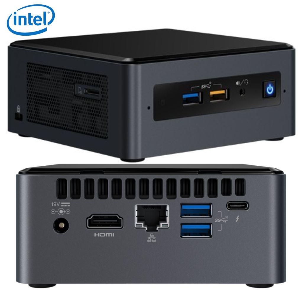 Intel NUC mini PC i7-8559U showcasing its compact design and multiple connectivity options.