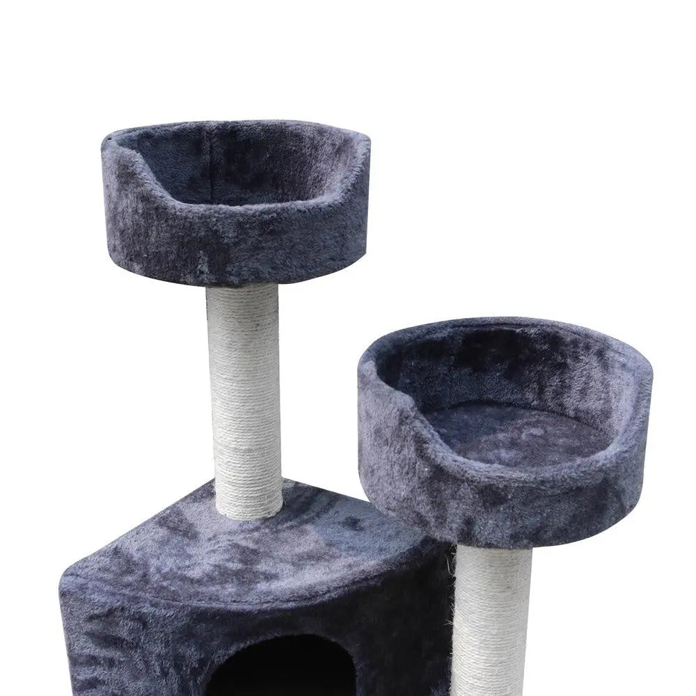 i.Pet Cat Tree 126cm with scratching posts, plush cover, and multi-level design for cats to play and relax.