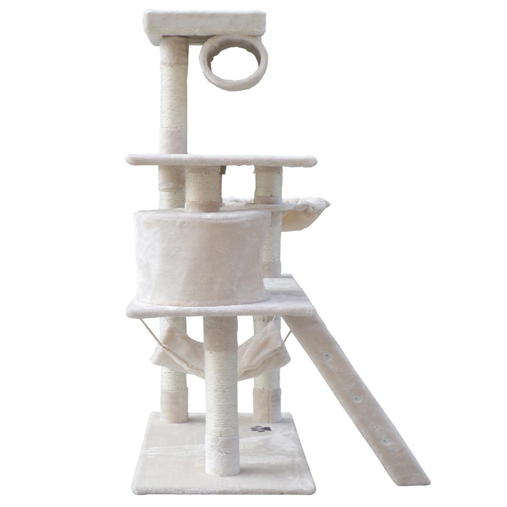 i.Pet Cat Tree 141cm with scratching posts, plush cover, and multi-level design for cats to play and relax.