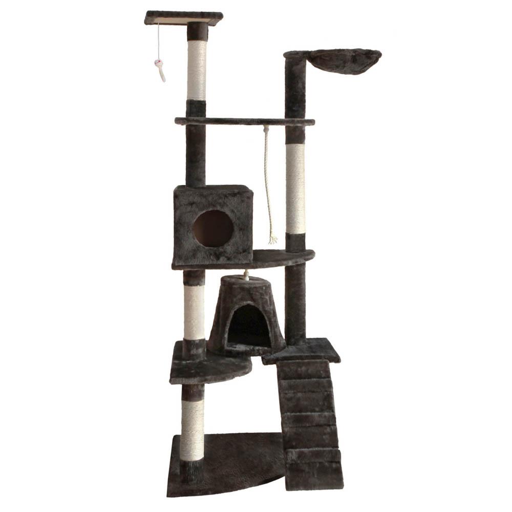 A tall 193cm i.Pet Cat Tree featuring multiple levels, sisal scratching posts, a plush surface, and hanging toys, perfect for feline play and relaxation.