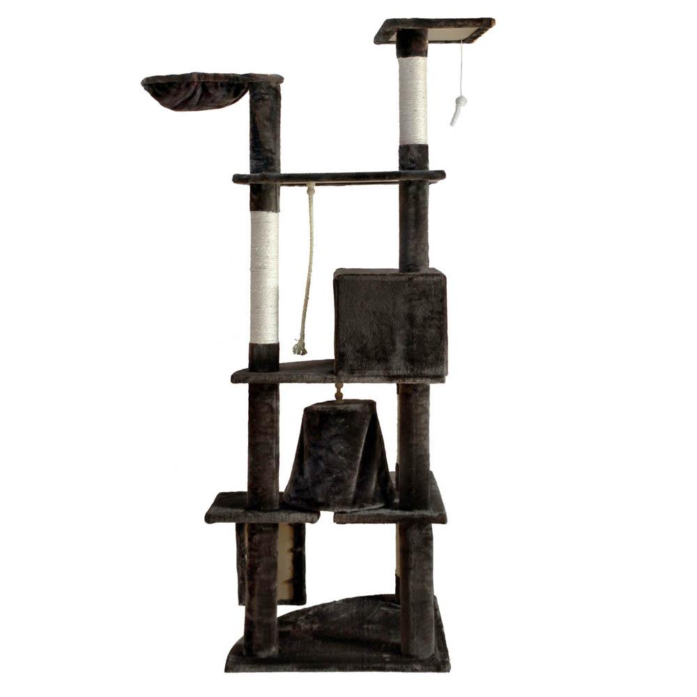 A tall 193cm i.Pet Cat Tree featuring multiple levels, sisal scratching posts, a plush surface, and hanging toys, perfect for feline play and relaxation.