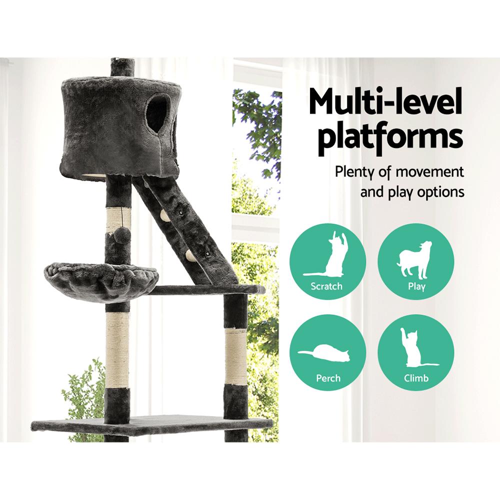 A tall i.Pet Cat Tree with multiple levels, sisal scratching posts, and plush surfaces, designed for cats to play and relax.