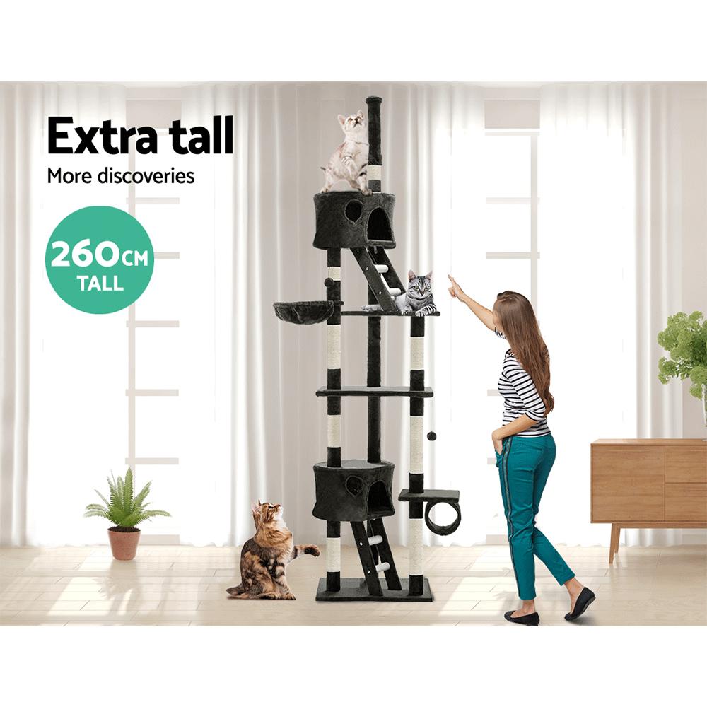 A tall i.Pet Cat Tree with multiple levels, sisal scratching posts, and plush surfaces, designed for cats to play and relax.