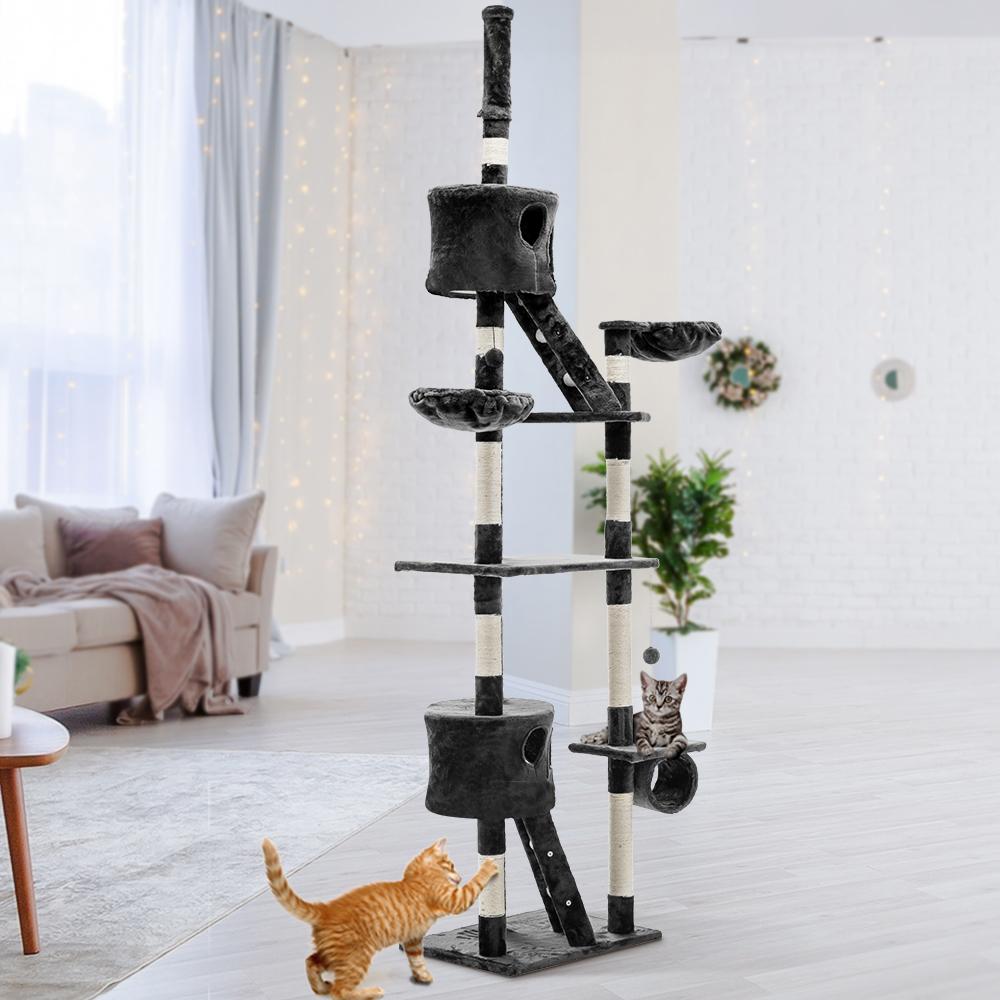 A tall i.Pet Cat Tree with multiple levels, sisal scratching posts, and plush surfaces, designed for cats to play and relax.