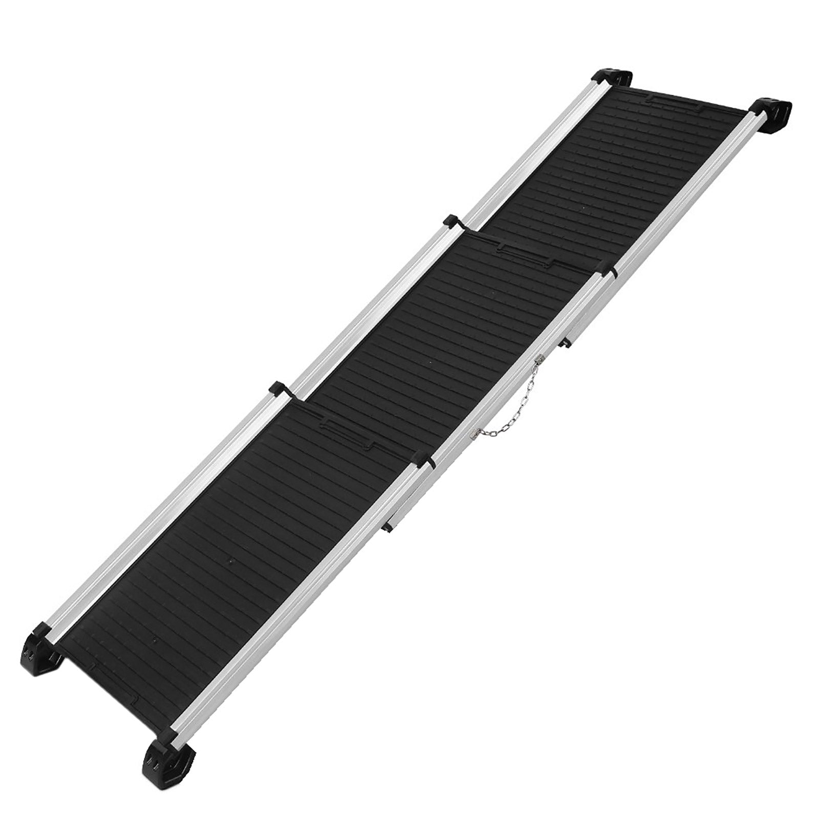 i.Pet Deluxe Aluminium Foldable Pet Ramp in black, showcasing its sturdy design and slip-resistant surface, ideal for pets.