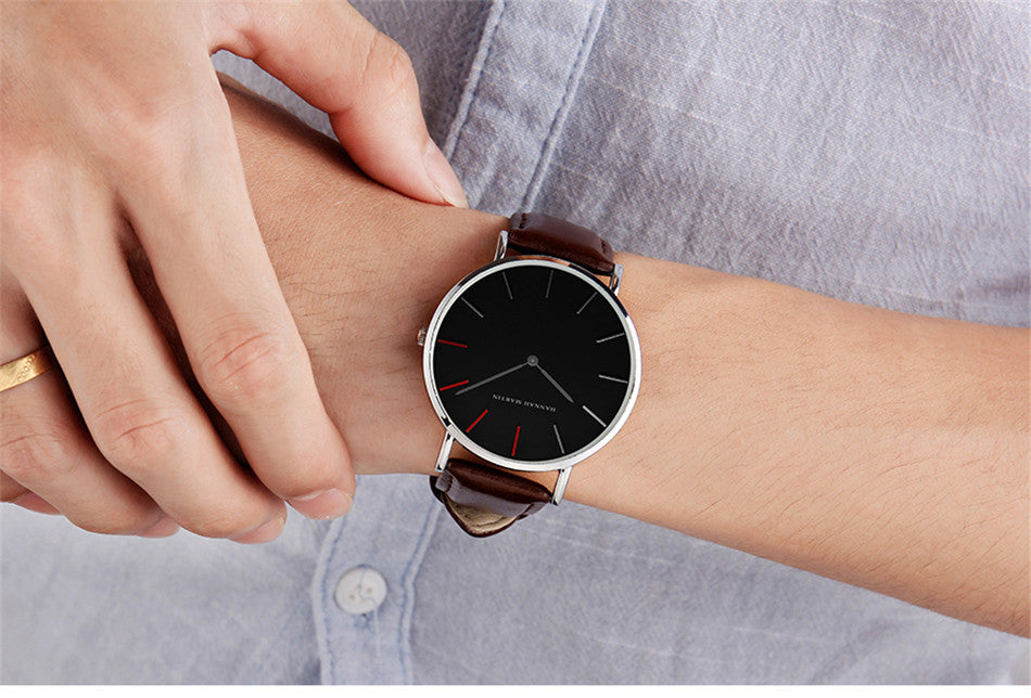 Japan Quartz Movement Men Waterproof Wrist Watch with nylon band and alloy case, showcasing a sleek ultra-thin design.