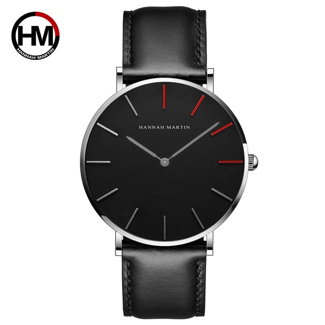 Japan Quartz Movement Men Waterproof Wrist Watch with nylon band and alloy case, showcasing a sleek ultra-thin design.