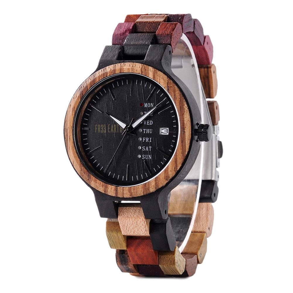 Jazz Watch for women, handcrafted from zebra wood and ebony, featuring a round case and elegant design.