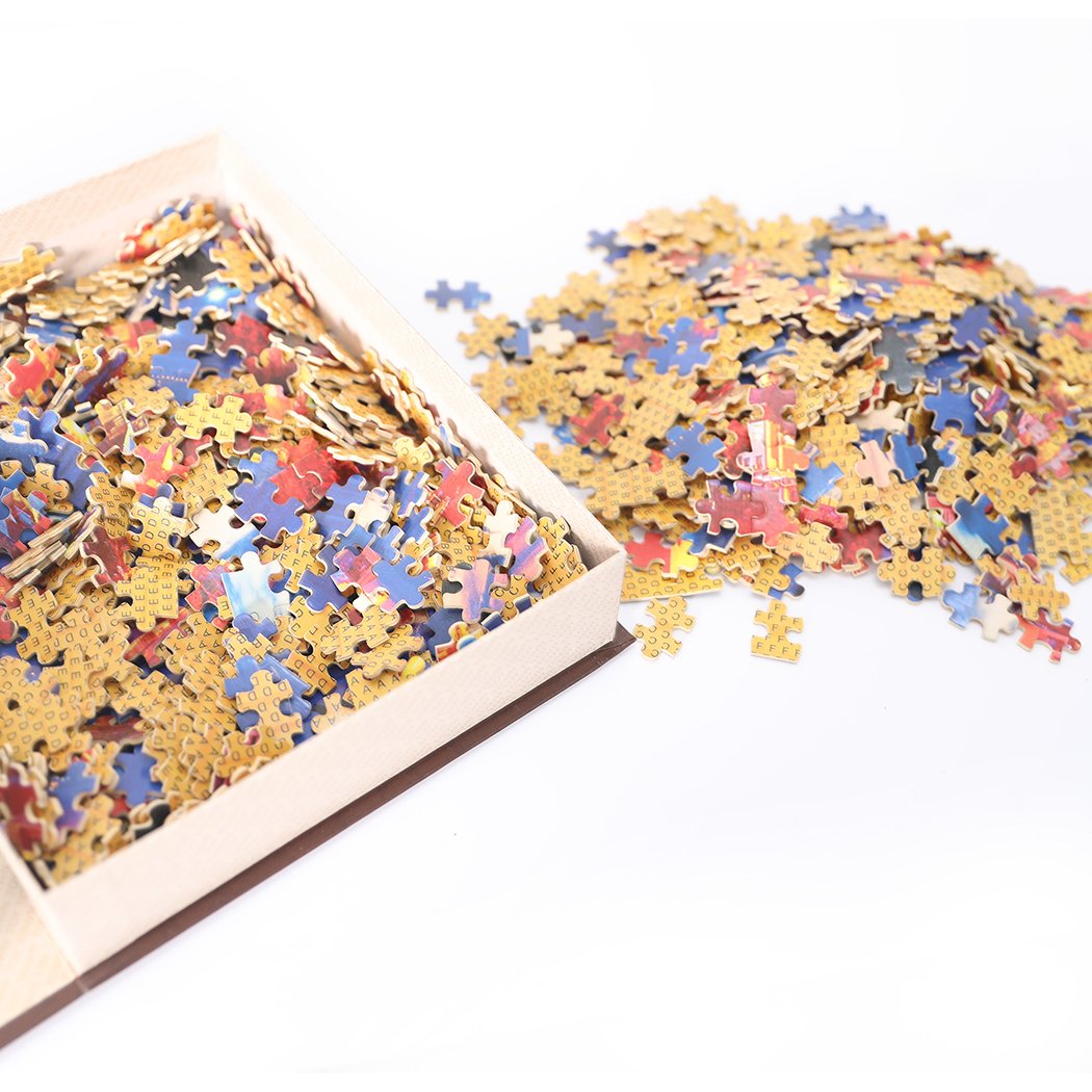 A vibrant 1000-piece jigsaw puzzle made of basswood, showcasing intricate designs and a smooth finish, perfect for family fun.