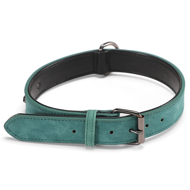 JINMAOHOU Dogs Double-Layer Leather Collar in size L, showcasing its soft microfiber leather and durable design.