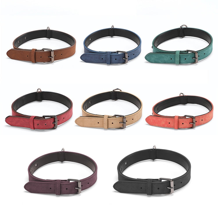 JINMAOHOU Dogs Double-Layer Leather Collar in size L, showcasing its soft microfiber leather and durable design.