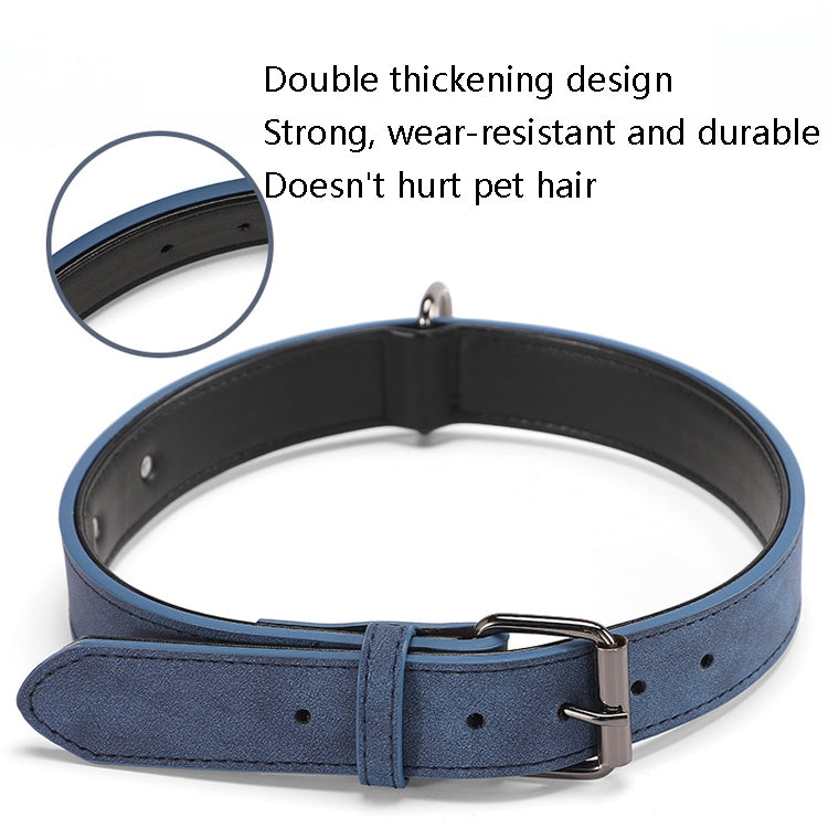 JINMAOHOU Dogs Double-Layer Leather Collar in size L, showcasing its soft microfiber leather and durable design.