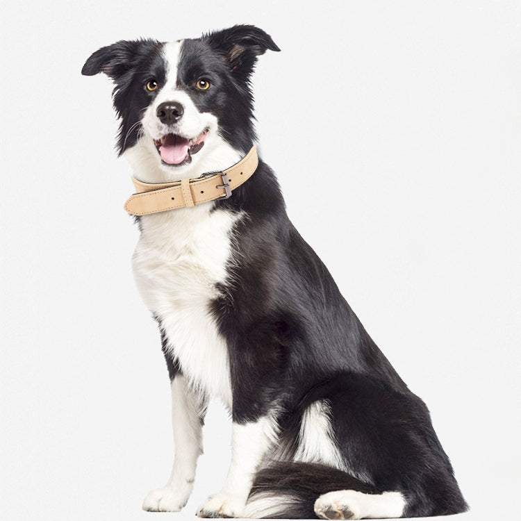 JINMAOHOU Dogs Double-Layer Leather Collar in size L, showcasing its soft microfiber leather and durable design.