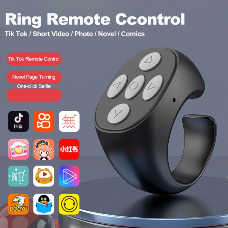 JX-05 Bluetooth Remote Control Smart Ring, ergonomically designed for comfortable use, featuring five buttons for mobile control.