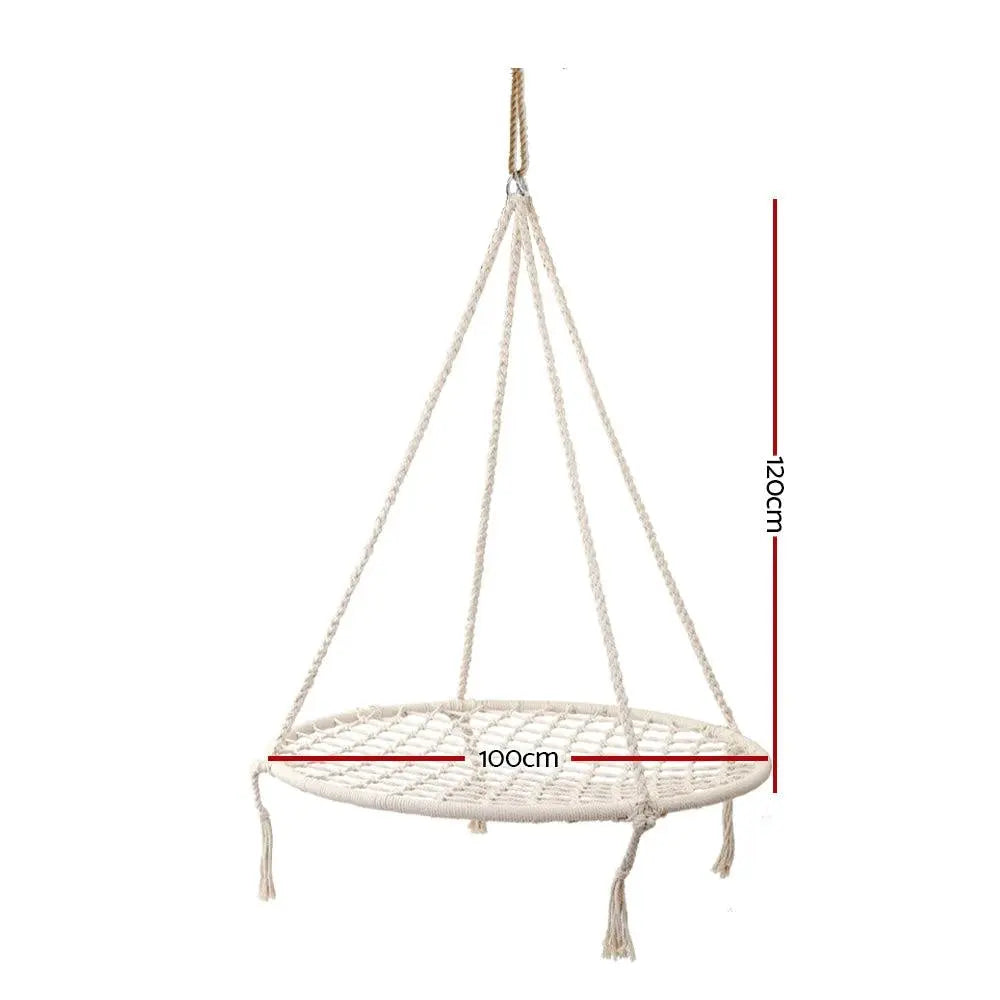 Keezi Kids Nest Swing Hammock Chair with tassels, designed for children and adults, suitable for indoor and outdoor use.