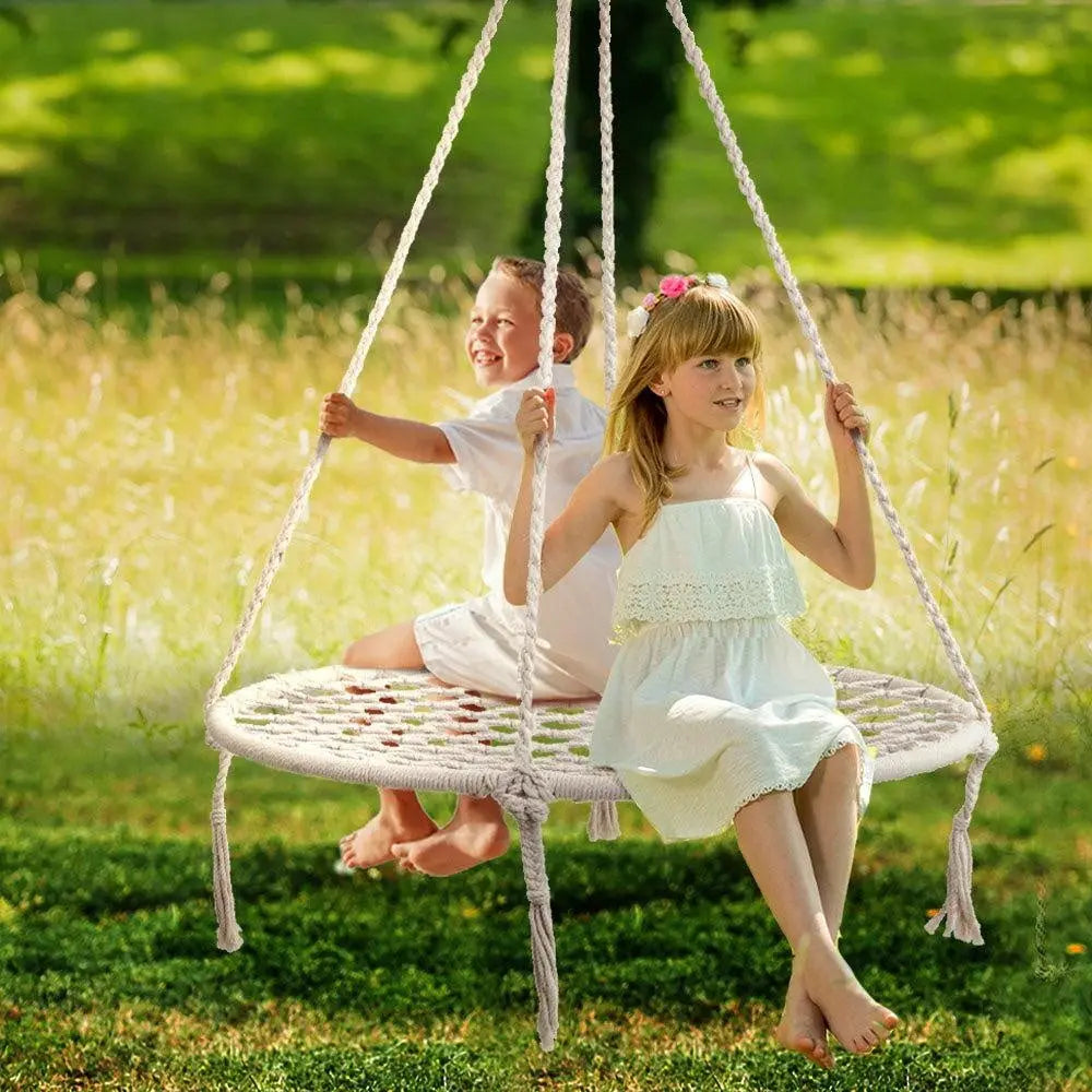 Keezi Kids Nest Swing Hammock Chair with tassels, designed for children and adults, suitable for indoor and outdoor use.