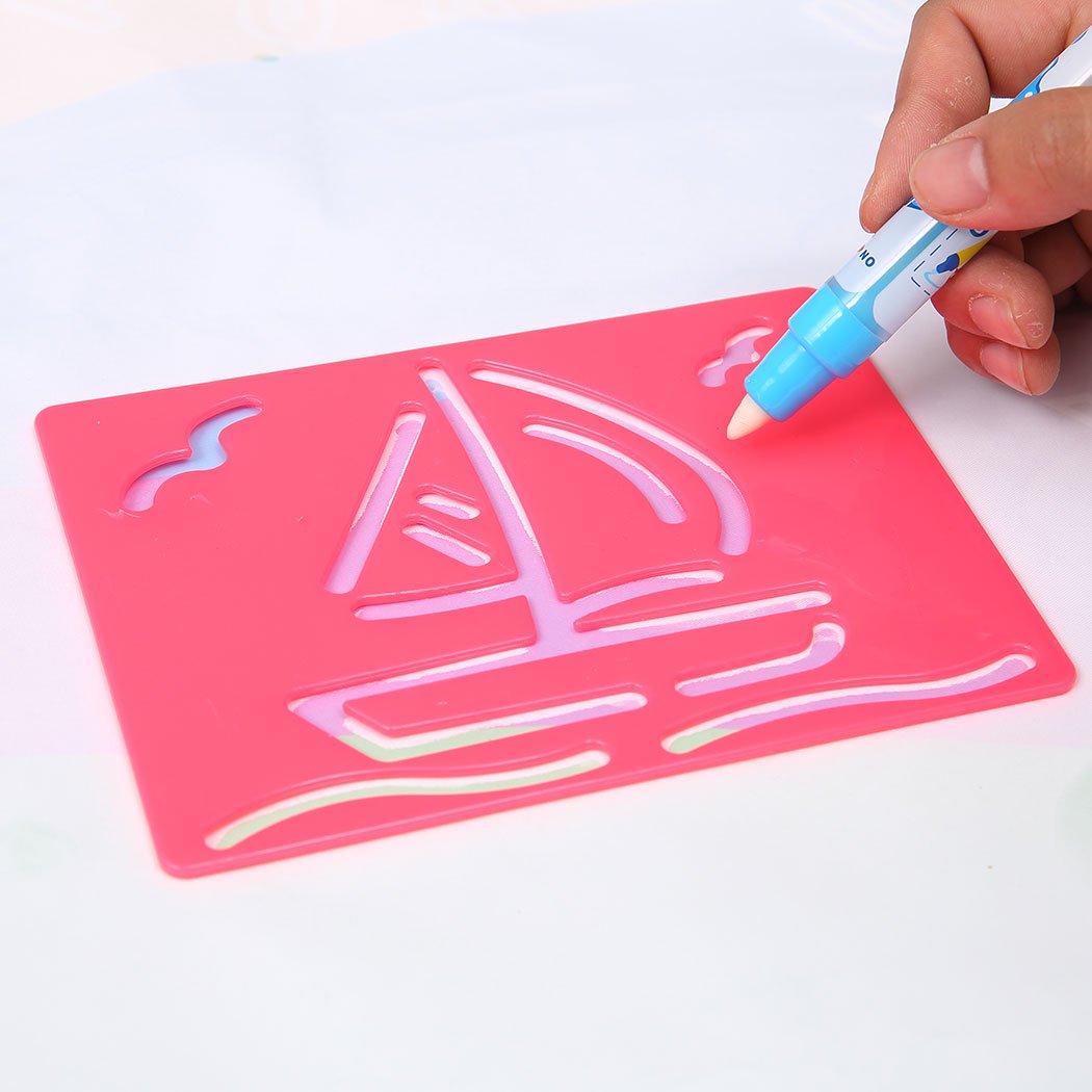 Kids Drawing Mat Aqua Doodle Mat with colorful designs and magic pens for water painting fun.