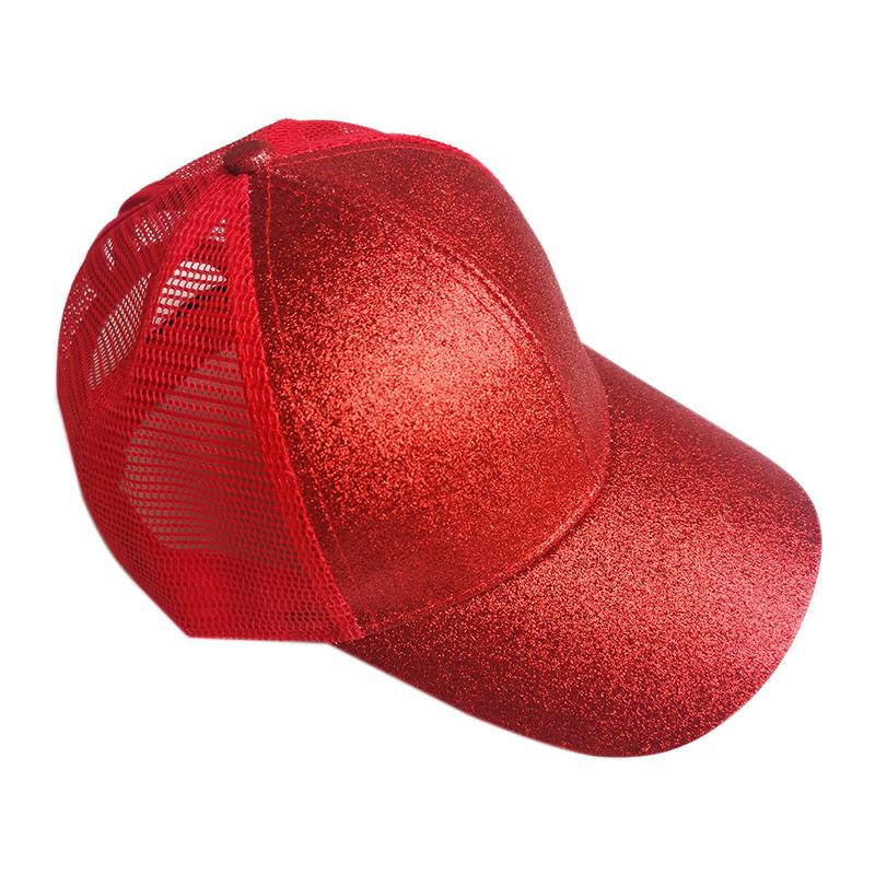 Kids Glitter Ponytail Baseball Cap in various colors with a stylish glitter design, perfect for casual wear.