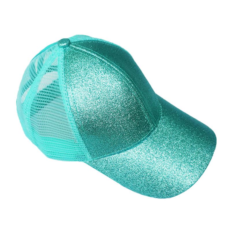 Kids Glitter Ponytail Baseball Cap in various colors with a stylish glitter design, perfect for casual wear.