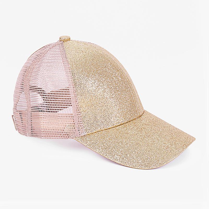 Kids Glitter Ponytail Baseball Cap in various colors with a stylish glitter design, perfect for casual wear.