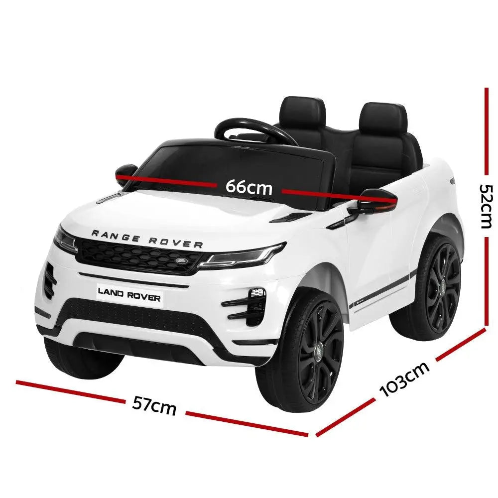 Kids Ride On Car Licensed Land Rover Evoque in black, showcasing its stylish design and features.