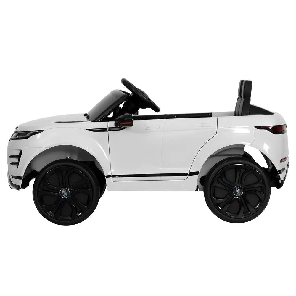 Kids Ride On Car Licensed Land Rover Evoque in black, showcasing its stylish design and features.