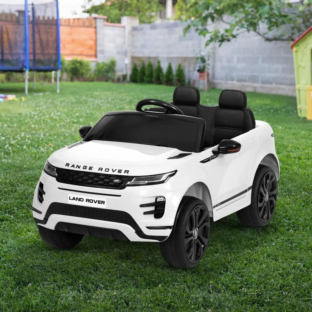 Kids Ride On Car Licensed Land Rover Evoque in black, showcasing its stylish design and features.