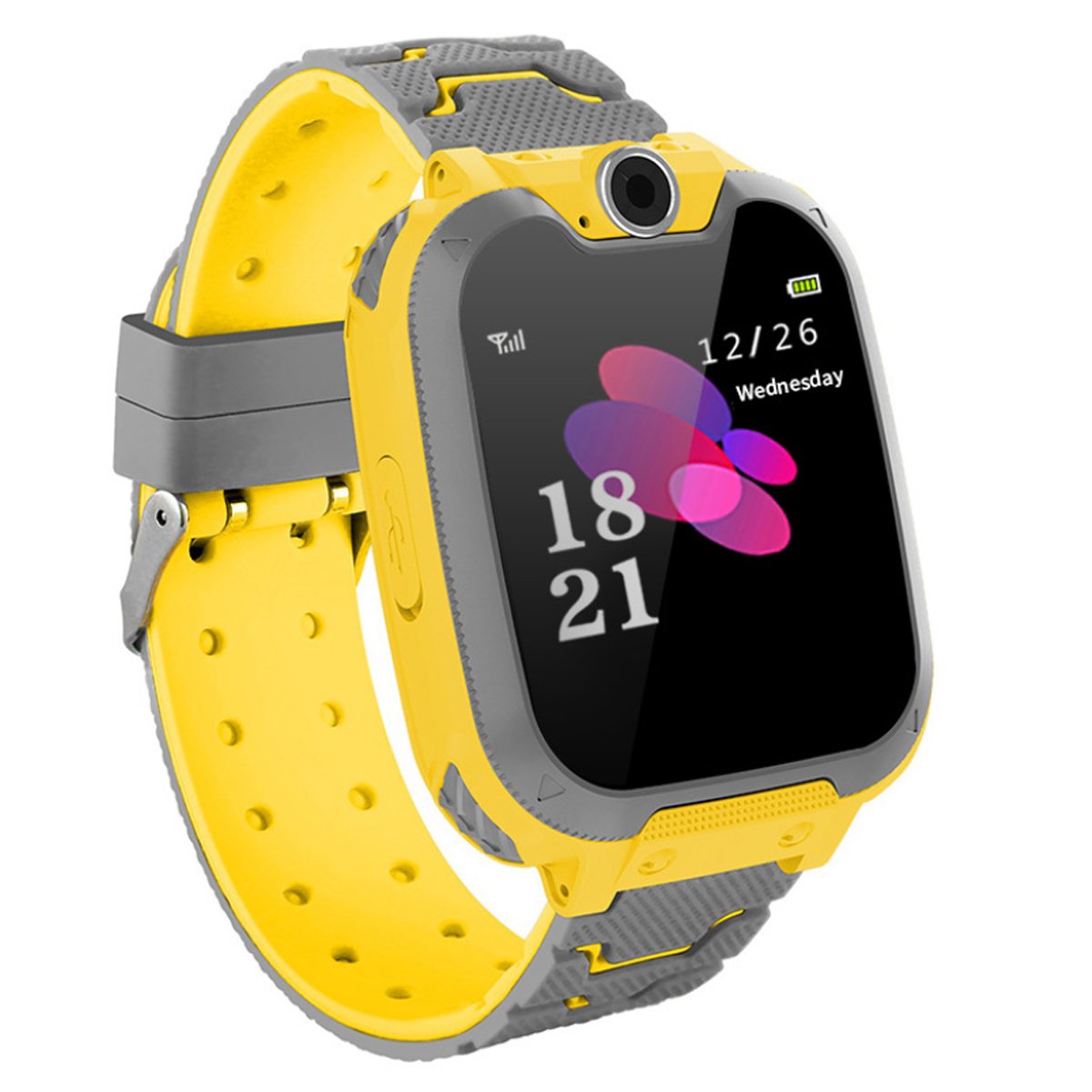 Kid's Tick Tack Fun Smart Watch featuring a colorful design, remote camera, and two-way calling functionality, perfect for children's safety and entertainment.