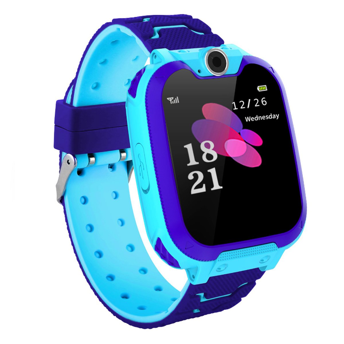 Kid's Tick Tack Fun Smart Watch featuring a colorful design, remote camera, and two-way calling functionality, perfect for children's safety and entertainment.