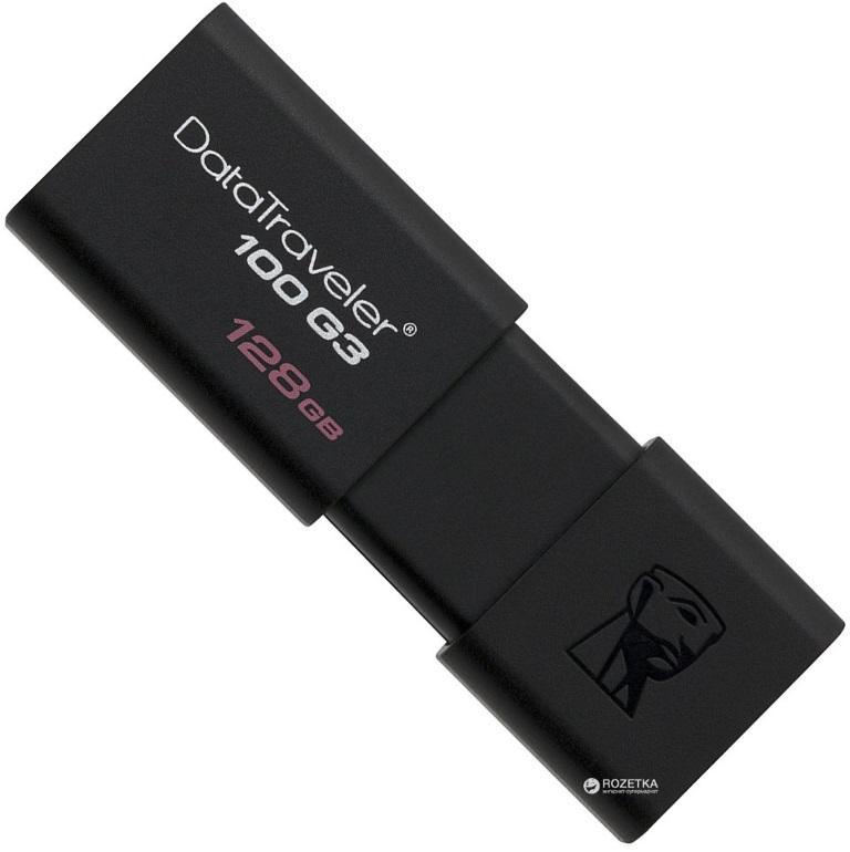 KINGSTON DT100G3 128GB USB 3.0 Flash Drive with sleek design and compact size.