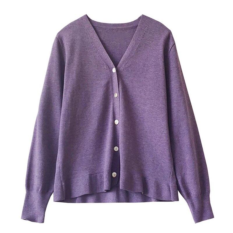 A cozy oversized knitted cardigan sweater in solid color, featuring a V-neck collar and button closure, perfect for spring and autumn wear.