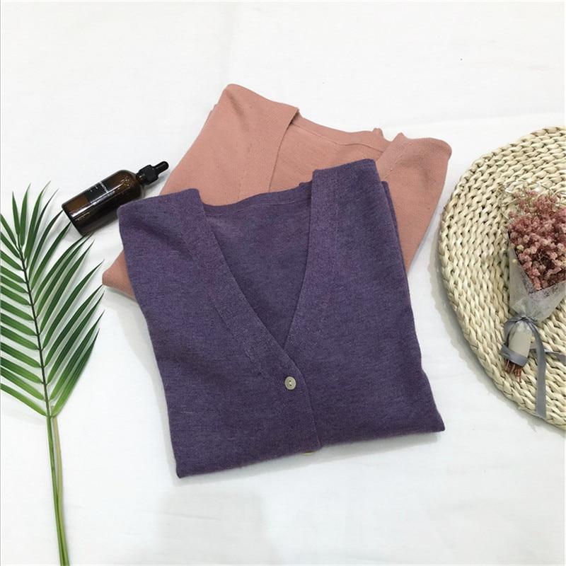 A cozy oversized knitted cardigan sweater in solid color, featuring a V-neck collar and button closure, perfect for spring and autumn wear.