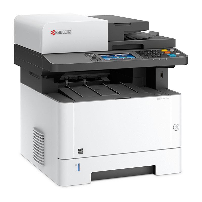 KYOCERA M2735DW Laser MFP showcasing its sleek design and multifunction capabilities.