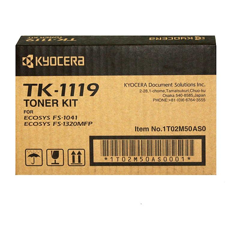 KYOCERA TK1119 Toner Kit with packaging, featuring a black toner cartridge designed for high-quality printing.