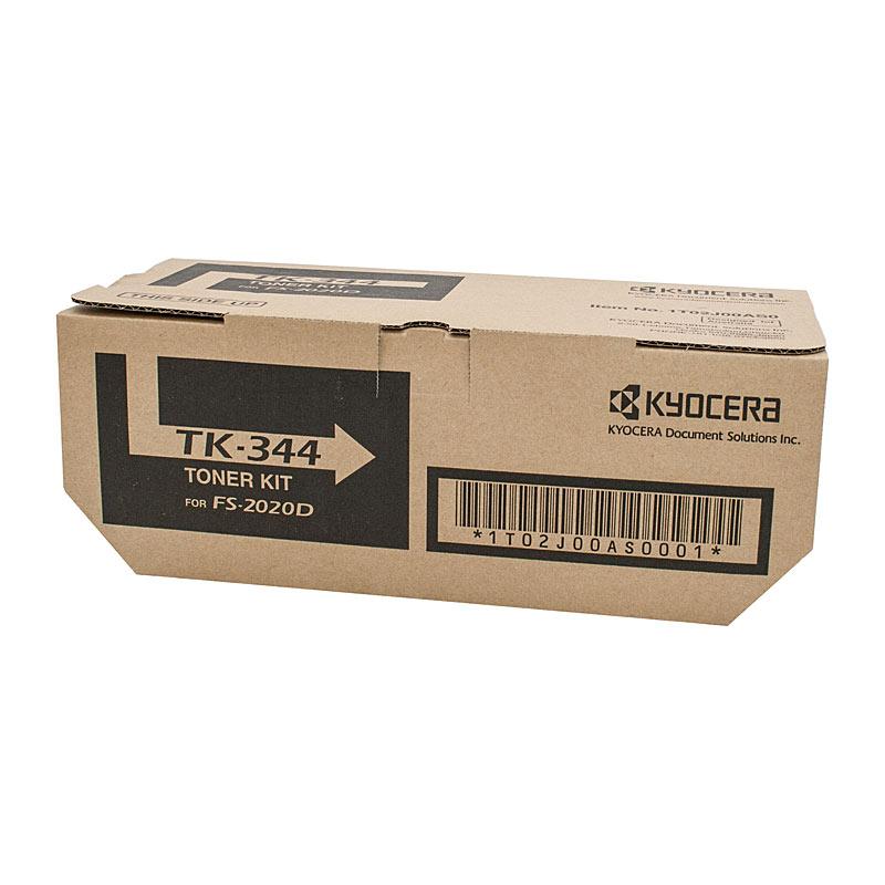 KYOCERA TK344 Toner Kit, a black toner cartridge designed for Kyocera FS2020D printer, yielding 12,000 pages.