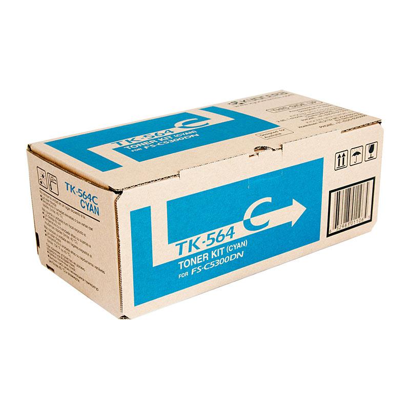 KYOCERA TK564 Cyan Toner cartridge, designed for high-quality printing with a yield of 10,000 pages, compatible with select Kyocera printers.