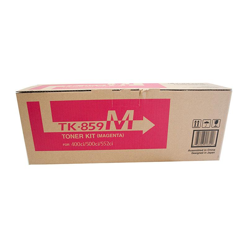 KYOCERA TK859 Magenta Toner cartridge, designed for high-quality printing with vibrant colors, yielding up to 18,000 pages.