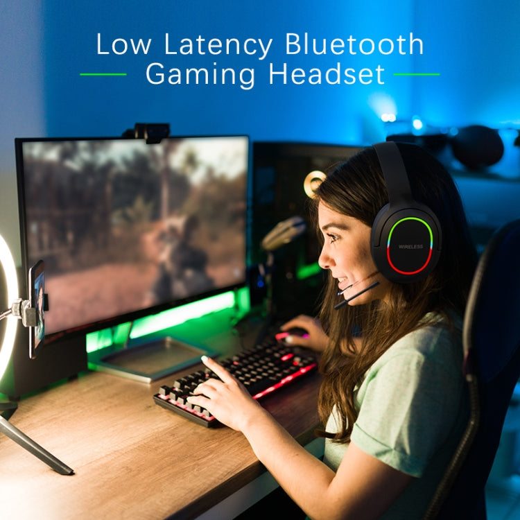 L800 Foldable ENC Noise Reduction Wireless Gaming Headset with RGB lighting and ergonomic design, showcasing its sleek and modern look.