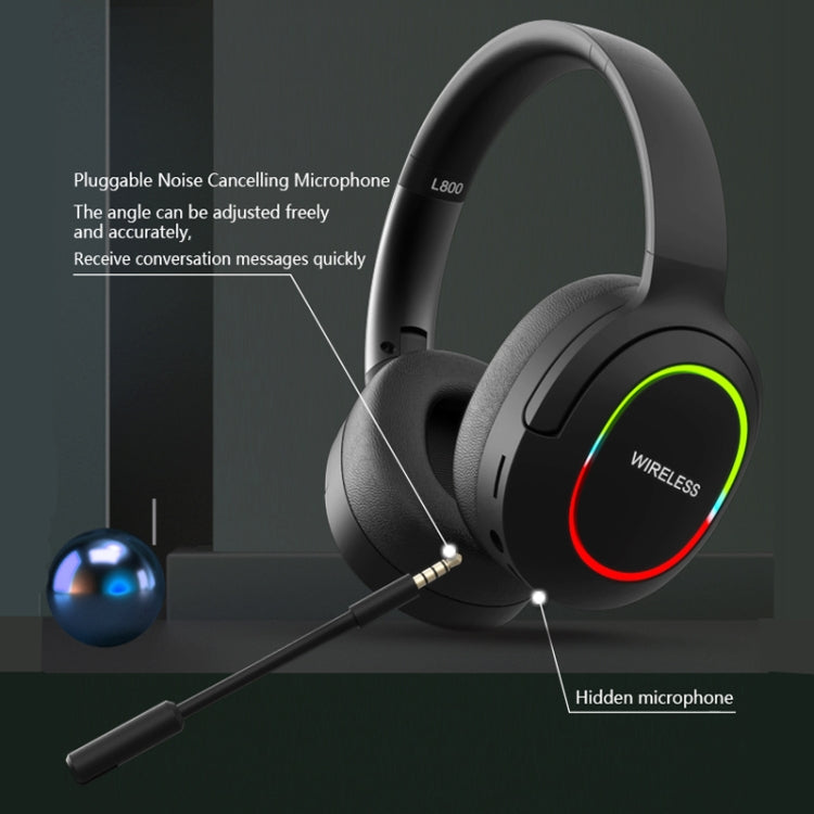 L800 Foldable ENC Noise Reduction Wireless Gaming Headset with RGB lighting and ergonomic design, showcasing its sleek and modern look.