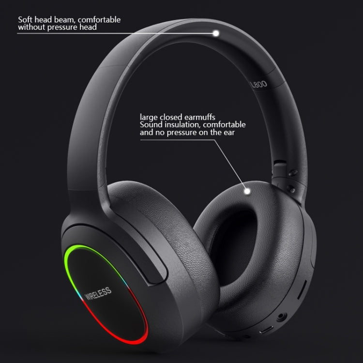 L800 Foldable ENC Noise Reduction Wireless Gaming Headset with RGB lighting and ergonomic design, showcasing its sleek and modern look.