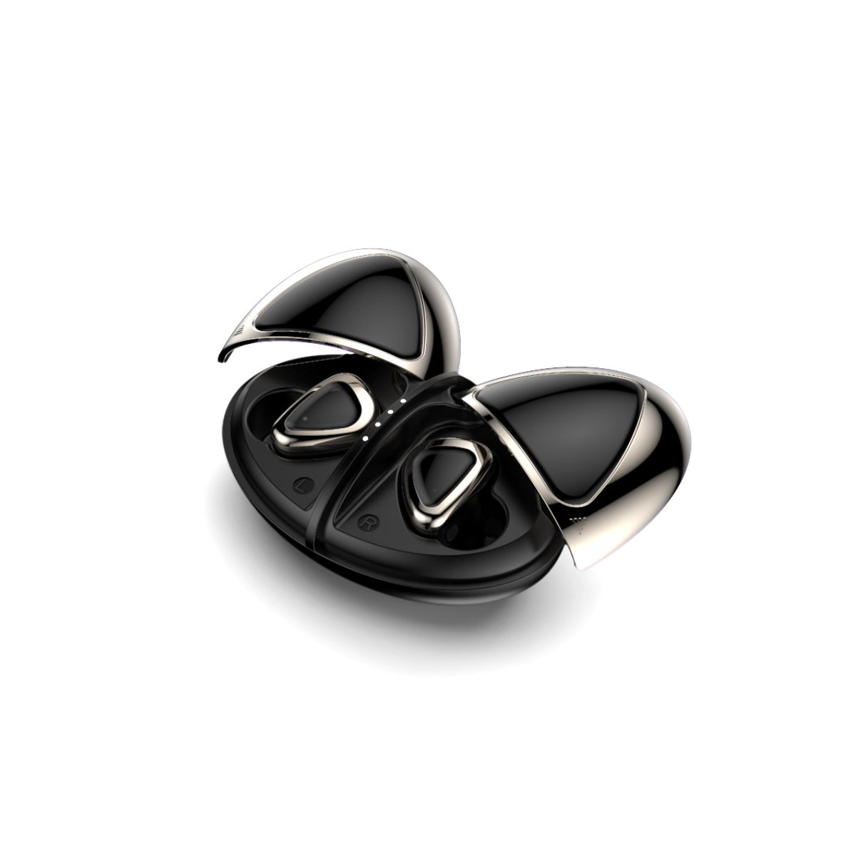 Ladybug 2 in 1 Bluetooth Ear-Pods and Charger in rose gold and silver, showcasing its stylish design and compact size.