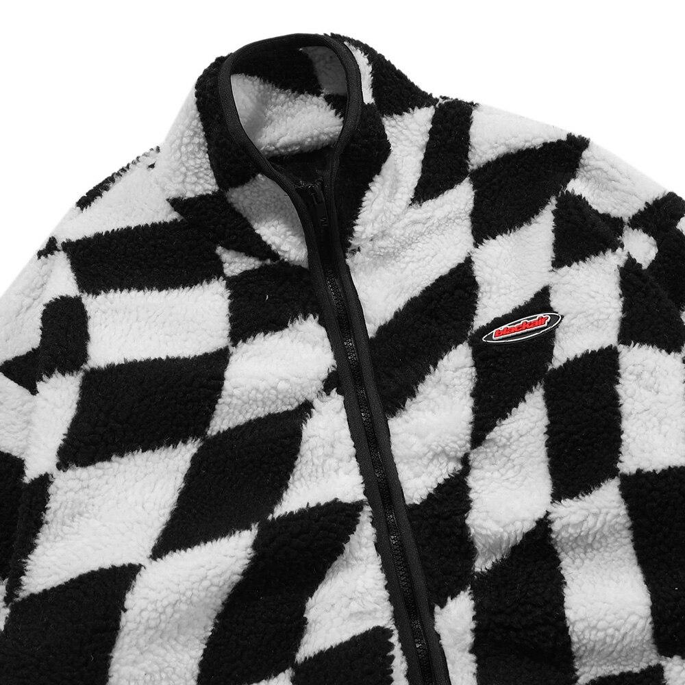 Men's lambswool jacket in plaid print, featuring a zipper closure and cozy design, perfect for winter wear.