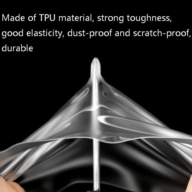 Transparent frosted touchpad film for MacBook Pro 16 inch, showcasing its dust-proof and scratch-resistant features.