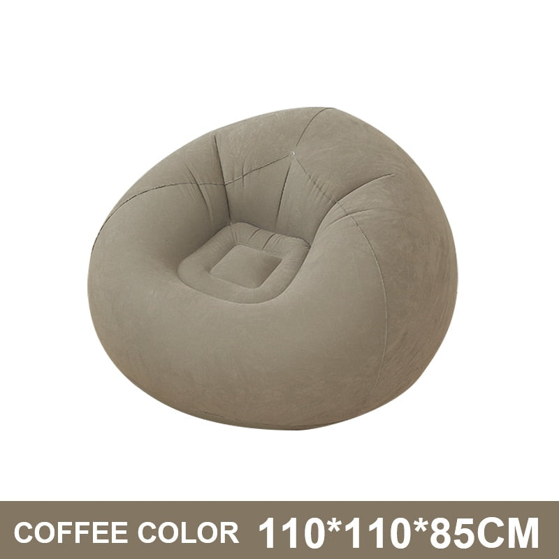 Large Lazy Inflatable Sofa Chair in vibrant colors, showcasing its comfortable and spacious design, perfect for lounging indoors or outdoors.