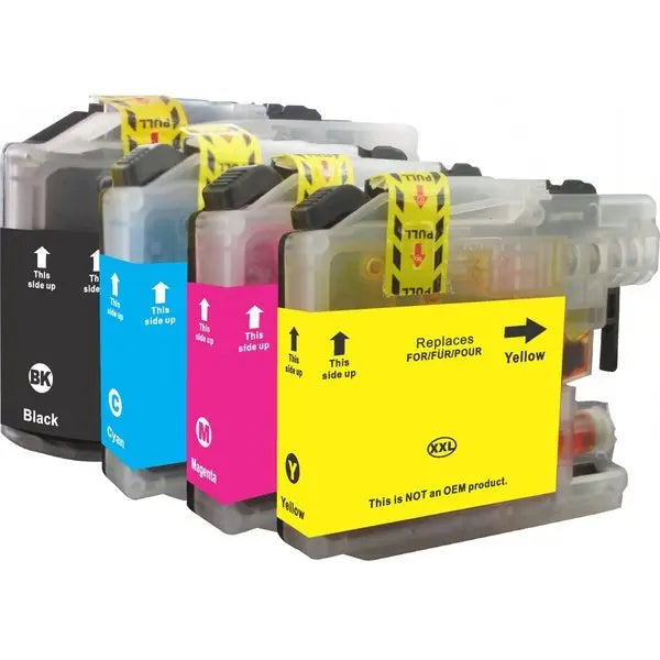 LC137 LC135 Compatible Inkjet Cartridge Set featuring four cartridges: black, cyan, magenta, and yellow, packaged in a box.