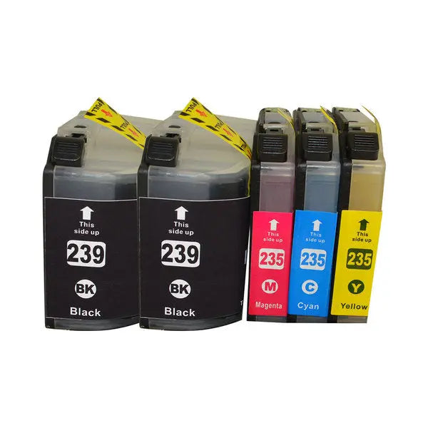 LC-239 Series Premium Compatible Inkjet Cartridge set including two extra black cartridges and three color cartridges.